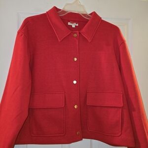 crown & ivy Red Button-Front Utility Jacket